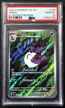 Pokemon TCG Arbok 176/162 Temporal Forces Illustration Rare PSA 10 GEM MT - Image 1