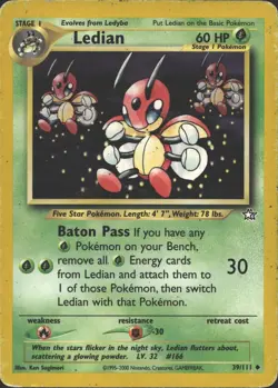 LEDIAN 39/111 UNCOMMON NEO GENESIS POKEMON UNLIMITED MP - Image 2