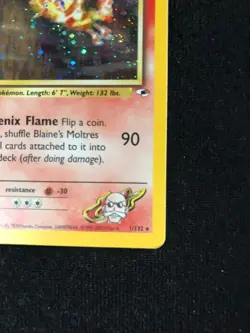 Pokemon TCG 1st Edition Blaine's Moltres 1/132 Gym Heroes *SWIRL* LP+ Condition - Image 5