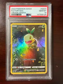 Turtwig Full Art Ultra Rare GG31/GG70 PSA 10 GEM MT - 2023 Pokemon Crown Zenith - Image 1
