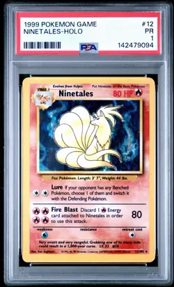 1999 Pokemon TCG Ninetales Holo Rare Card Base Set 12/102 PSA 1 - Image 1