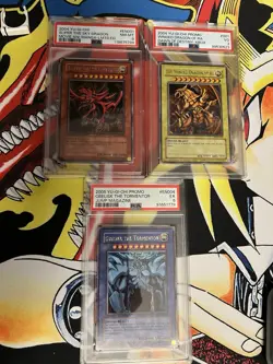 Three Egyptian God Card PSA Graded Lot Ra Slifer Obelisk Jump Dod Yma - Image 1