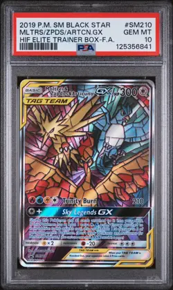 PSA 10 MOLTRES & ZAPDOS & ARTICUNO GX TAG TEAM SM210 - PROMO POKEMON CARD - Image 1