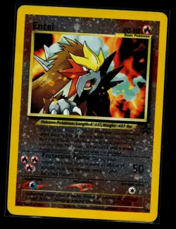 Entei 34 Black Star Promo Reverse Holo Vintage WOTC Pokemon TCG Card DMG Crease - Image 1