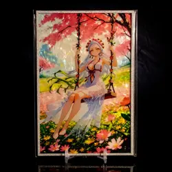 Daki Waifu Trading Card A6 Oversized Silver Glitter Frame Demon Slayer Swing - Image 1