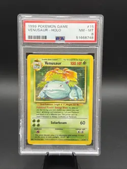 1999 POKEMON BASE SET UNLIMITED #15 VENUSAUR-HOLO PSA 8 - Image 1