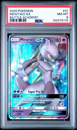 Pokemon Mewtwo GX 31/68 2020 Battle Academy Sun & Moon PSA 8 - Image 1