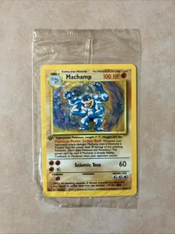 1999 Pokemon TCG Machamp Holo Rare 1st Edition 8/102 Factory Sealed (mostly) - Image 1
