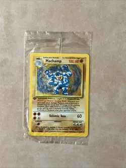 1999 Pokemon TCG Machamp Holo Rare 1st Edition 8/102 Factory Sealed (mostly) - Image 4
