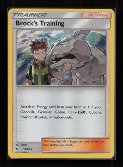 Brock's Training 55/68 Holo Rare Hidden Fates Pokemon Reverse Holo Near Mint - Image 1