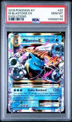 Pokemon Mega-Blastoise EX Evolutions Holo Rare Card 22/108 PSA 10 - Image 1