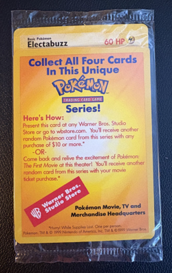 WOTC Pokemon Sealed ELECTABUZZ #2 Black Star Promo WB Movie - Image 1