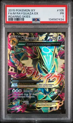2015 POKEMON XY ROARING SKIES #105 FULL ART/M RAYQUAZA EX PSA 1 - Image 1