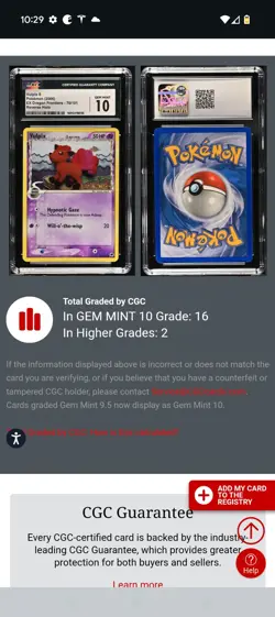 (POP 16) Vulpix 70/101 CGC 10 GEM MINT Pokemon EX Dragon Frontiers Reverse Holo - Image 5