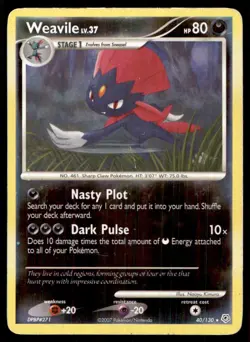 2007 Diamond & Pearl Reverse Holo Weavile Stage 1/Rare #40 - Image 1