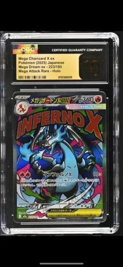 CGC Pristine 10 Mega Charizard X ex 223/193 Mega Dream ex Japanese Pokemon - Image 1