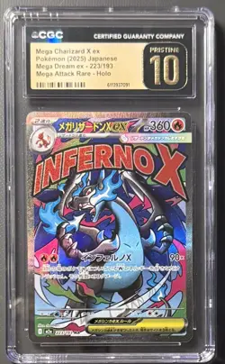 CGC Pristine 10 MEGA Charizard X ex MA 223/193 MEGA Dream ex Rare,Pokemon Japan - Image 1