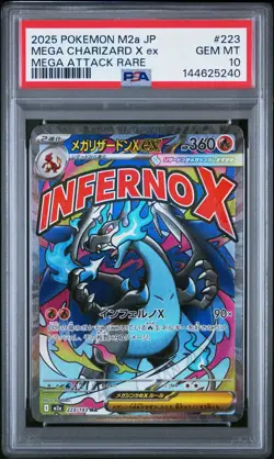 2025 POKEMON JAPANESE MEGA DREAM EX ATTACK RARE #223 MEGA CHARIZARD X EX GEM 10 - Image 1