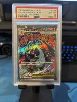 2025 POKEMON JAPANESE MEGA DREAM EX ATTACK RARE #223 MEGA CHARIZARD X EX GEM 10 - Image 4