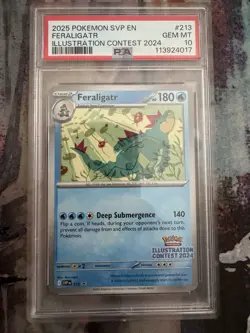 Feraligatr 213 SVP PSA 10 GEM MT Pokemon Illustration Contest 2024 Promo - Image 1