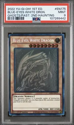 PSA 9 Blue-Eyes White Dragon (Ghost Rare) GFP2-EN175 Ghosts from the Past yugioh - Image 1