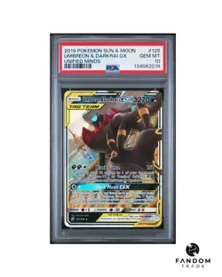 PSA 10 GEM MT Umbreon & Darkrai GX Tag Team 125/236 Pokemon Unified Minds - Image 1