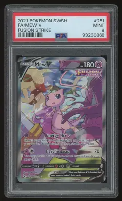 2021 Pokemon Fusion Strike Mew V 251 Alternate Art Full Art PSA 9 MINT - Image 1