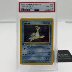 1999 Vintage Pokemon Lapras Fossil #10 1st Edition Holo Near Mint PSA 8 - Image 1