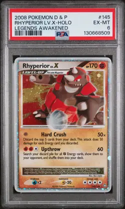 Pokemon 2008 Rhyperior Lv.X-Holo Legends Awakened Diamond & Pearl #145 SPA 6 - Image 1