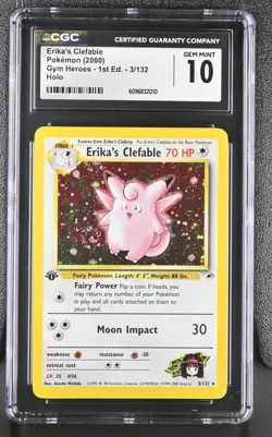2000 Pokemon Erika's Clefable Holo #3 Gym Heroes 1st Edition CGC 10 🌀Swirl🌀 - Image 1