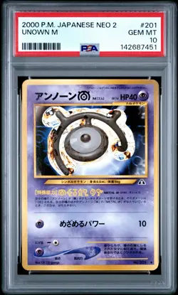 Pokemon Unown M #201 Japanese Neo 2 Gem Mint PSA 10 - Image 1