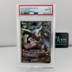2022 Pokemon Lugia V Sword & Shield Silver Tempest #186 FULL ART PSA 10 - Image 1