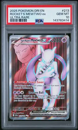 2025 POKEMON DRI EN-DESTINED RIVALS ULTRA RARE TEAM ROCKET'S MEWTWO EX PSA 10 - Image 1
