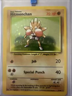 Pokemon TCG Hitmonchan Holo Rare Card Base Set 7/102 - Image 1