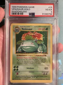 Pokemon Card Venusaur Base Set Shadowless PSA 4 VG-EX - Image 1