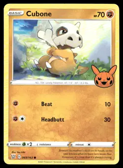 Pokemon Cards Cubone 069/163 Trick or Trade BOOster Promo NM - Image 1