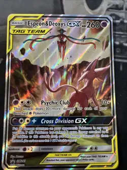 Pokemon TCG Espeon & Deoxys GX SM240 Black Star Promo Full Art - Image 1