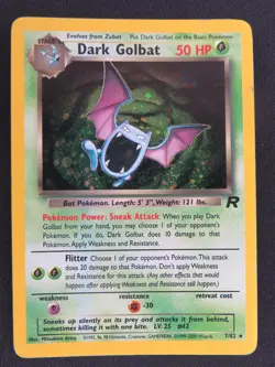 Dark Golbat 7/82 Holo Rare Wing tip swirl Team Rocket Pokemon HP - Image 1