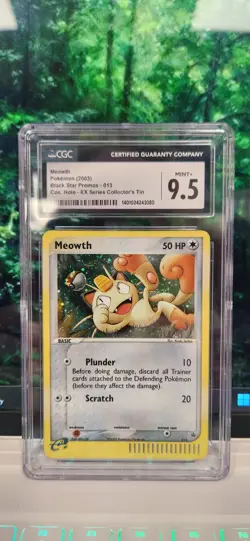 Meowth CGC 9.5 Pokemon Card Black Star Promo Holo #013 WOTC 2003 EX-Series - Image 1