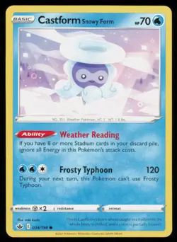 Castform Snowy Form 034/198 Pokemon Chilling Reign Common Lightly Played - Image 1