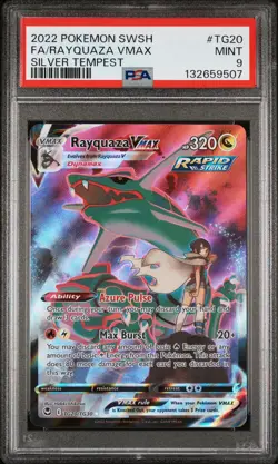2022 POKEMON SWORD & SHIELD SILVER TEMPEST #TG20 FULL ART/RAYQUAZA VMAX PSA 9 - Image 1