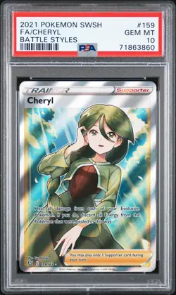 2021 Pokemon Sword & Shield Battle Styles Cheryl Full Art Trainer #159 PSA 10 - Image 1