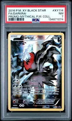 2016 POKEMON XY BLACK STAR PROMO MYTHICAL POKEMON COLL FULL ART/DARKRAI PSA 7 - Image 1