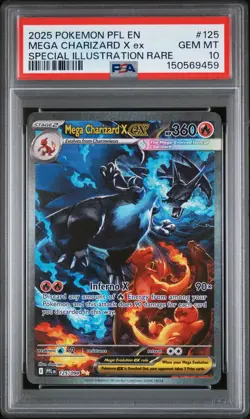 2025 POKEMON PFL EN-PHANTASMAL FLAMES #125 MEGA CHARIZARD X EX PSA 10 - Image 1