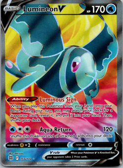 Lumineon V 155/172 Full Art Ultra Rare Holo Pokemon 2022 Brilliant Stars NM/M - Image 1