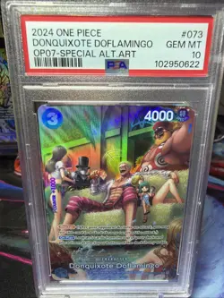 2024 ONE PIECE OP07 EN 500 YRS #OP01-073 DONQUIXOTE DOFLAMINGO SP ALT ART PSA 10 - Image 2