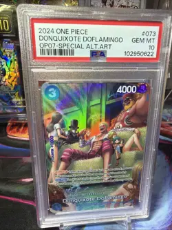 2024 ONE PIECE OP07 EN 500 YRS #OP01-073 DONQUIXOTE DOFLAMINGO SP ALT ART PSA 10 - Image 3