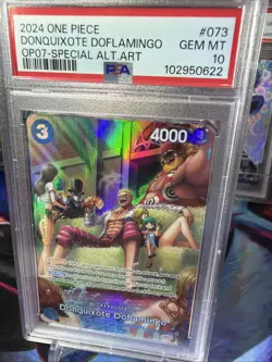 2024 ONE PIECE OP07 EN 500 YRS #OP01-073 DONQUIXOTE DOFLAMINGO SP ALT ART PSA 10 - Image 4