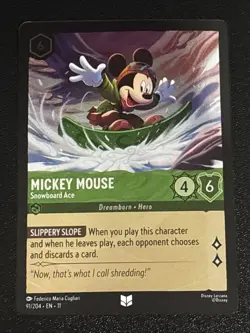 Disney Lorcana Winterspell Mickey Mouse - Snowboard Ace Cold Foil 91/204 NM - Image 1