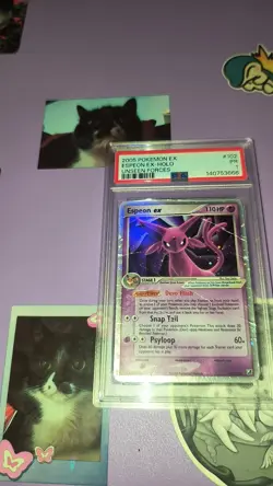 PSA 1 Espeon ex 102/115 2005 Unseen Forces Ultra Rare Pokemon Card SWIRL - Image 1